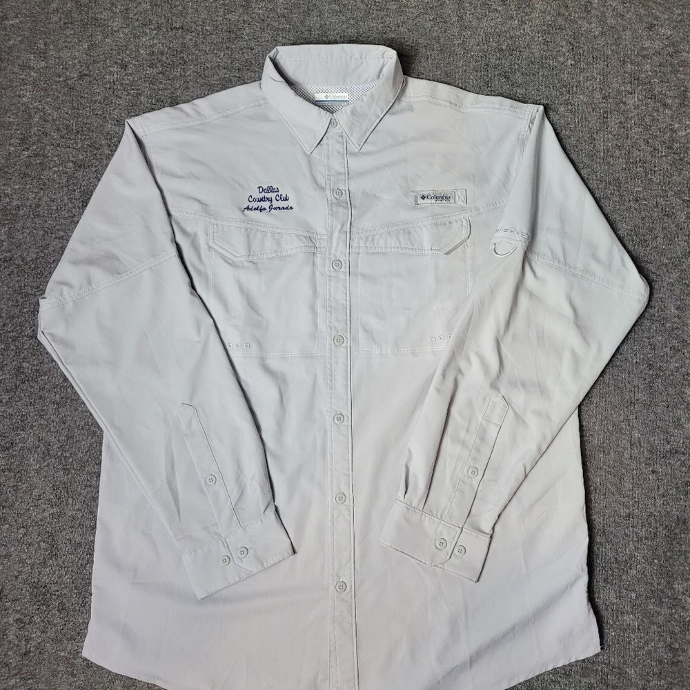 Columbia PFG Shirt Mens Size LSolid White Nylon Vented Fishing Outdoors